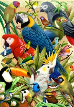  Birds Tableaux - perroquet types oiseaux